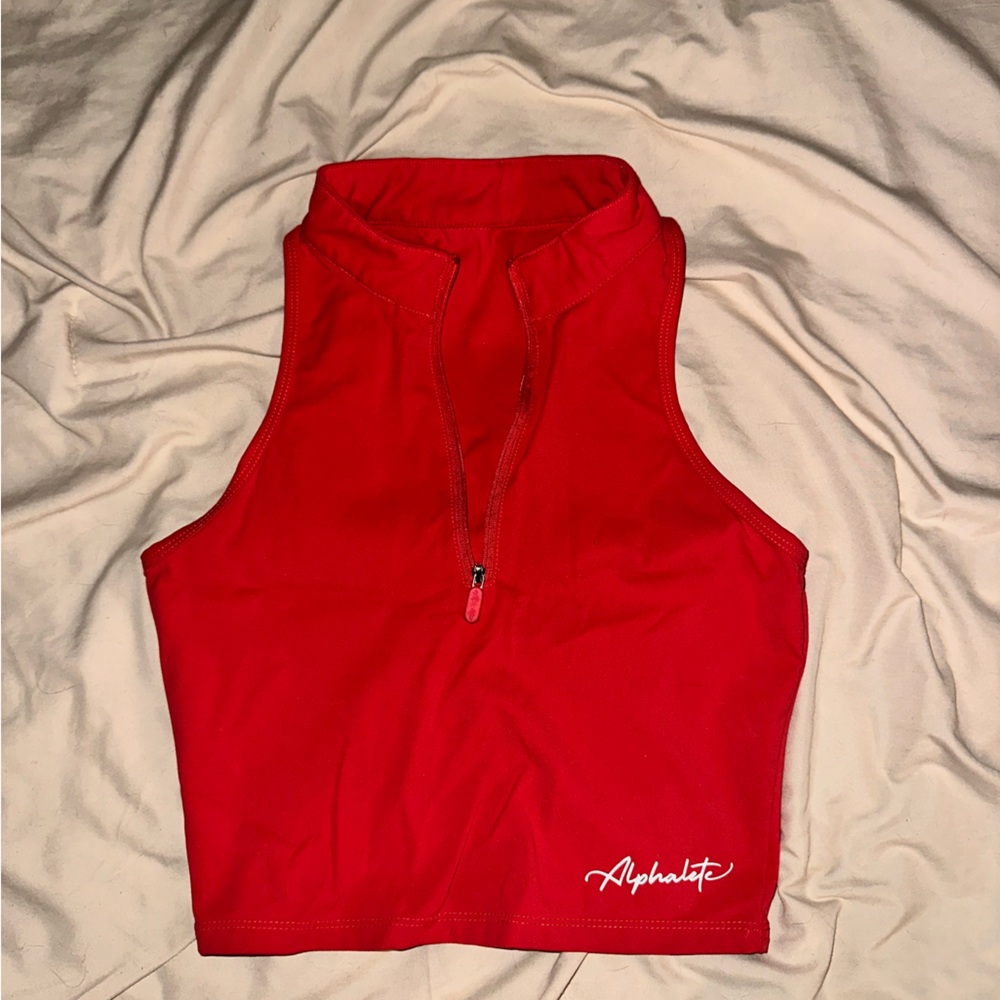 Alphalete Pulse Zip Tank - Coral/Red